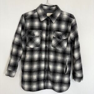 Thread & Supply Womens Black White Plaid Flannel Shirt Jacket Shacket Size Small